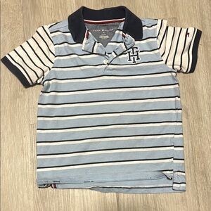 Tommy Hilfiger Kids Striped Polo Shirt - Blue and White 4T